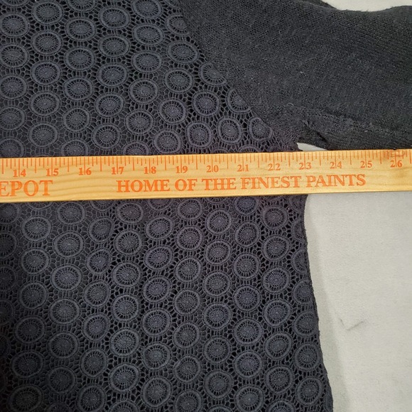 Lucky Brand Sweater Womens 2X Black Lace Overlay Tunic Linen Blend High Low Boho - Picture 3 of 9